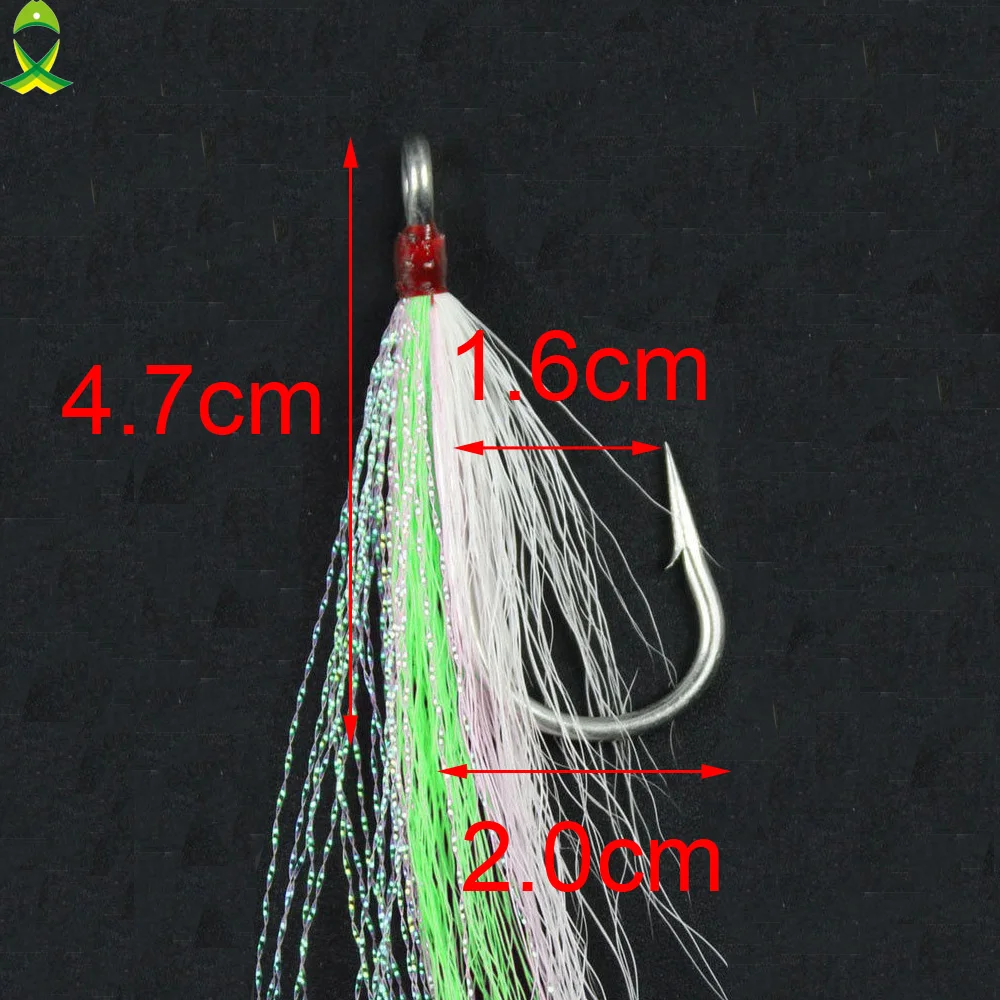 JSM 10 шт. Bucktail Teasers рыболовный крючок соленая вода для большой игры джиг, приманка для рыбалки многоцветная подледная рыболовная приманка