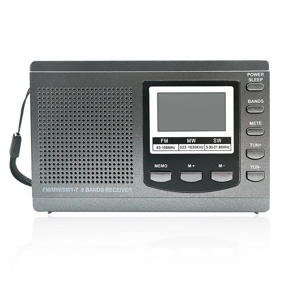 Портативный мини FM радио приемник SW/MW цифровой встроенный динамик с ЖК дисплеем