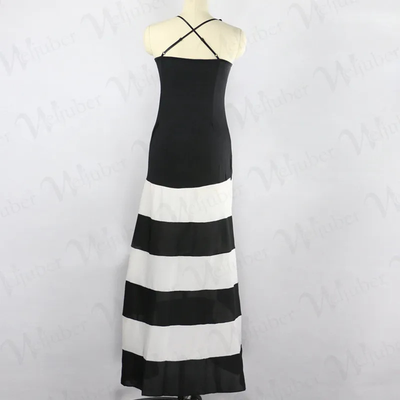 Женское Полосатое платье в пол 2017 Летний стиль без рукавов Женская одежда s