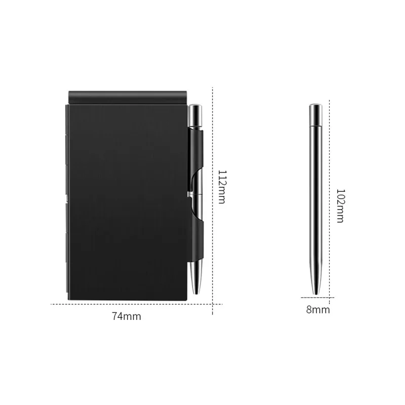 Notebook de Alumínio de Metal Bloco de Notas com a Caneta Fácil de Transportar Negócio de Papelaria Material de Escritório Mini Pode Personalizado Logo Notebook Ser 4 Material escolar e de escritório