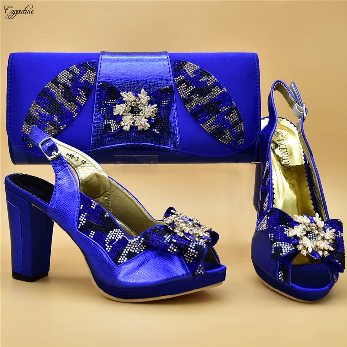 

Excelletn royal blue sandal shoes and handbag sets fashion party pumps with bag with rhinestones 888-3, height heel 10cm