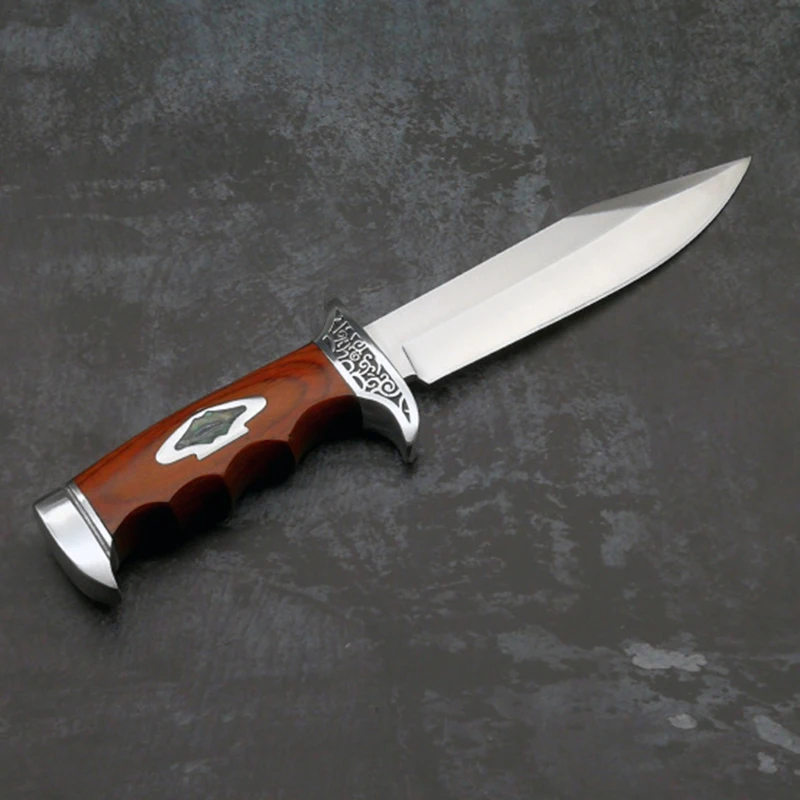 ToughKeng Fixed Blade Hunting Knife 56HRC Hardness Mirror Treatment 5Cr13Mov Steel Wooden Handle Camping Straight Knife ToughKeng Fixed Blade Hunting Knife 56HRC Hardness Mirror Treatment 5Cr13Mov Steel Wooden Handle Camping Straight Knife