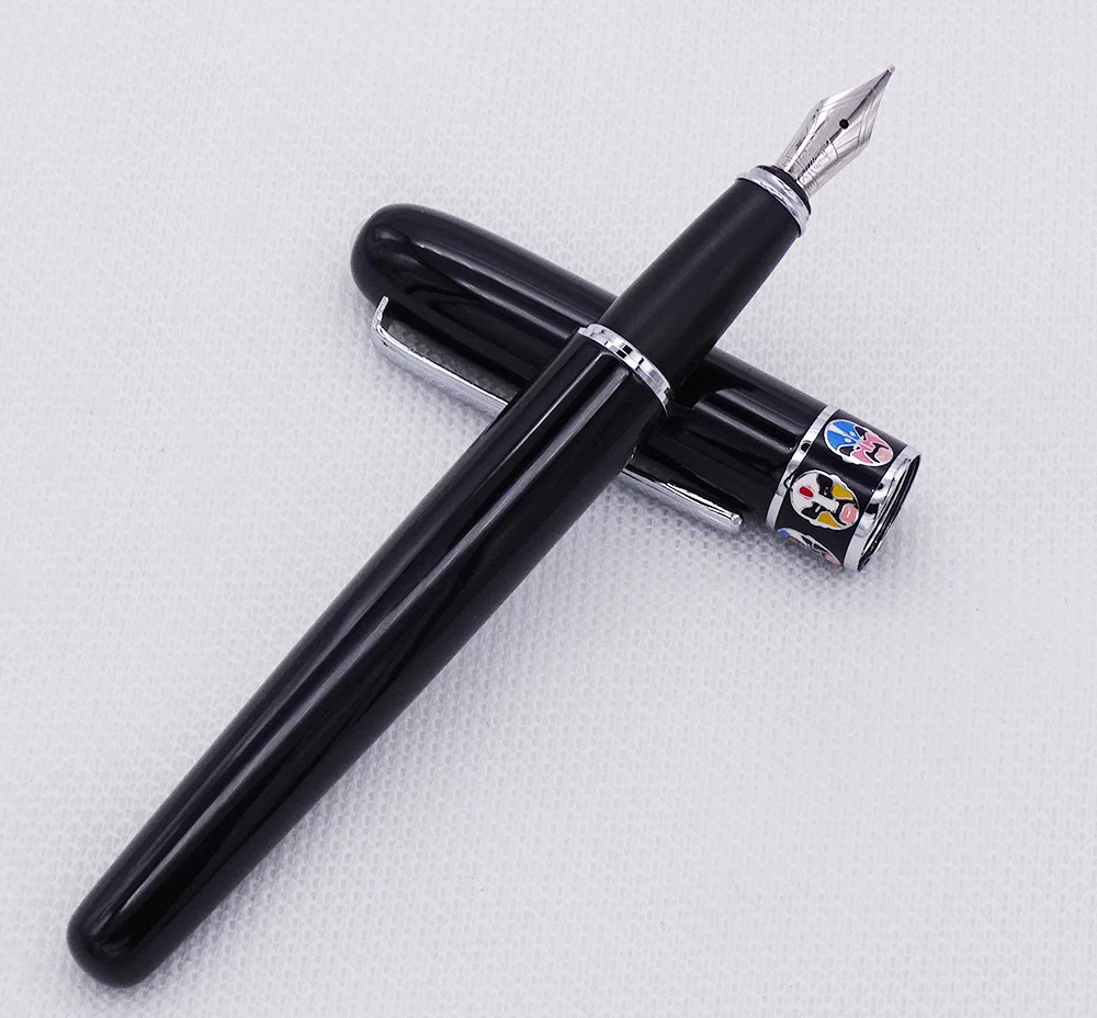 Duke 805 Beijing Opera Rhythm Fountain Pen Medium Nib  Silver Writing Pen Gift 