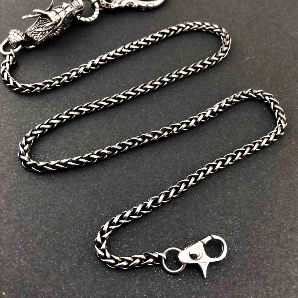 Vintage stainless steel Mens Wallet Chain Biker Rocker Dragon Keychain