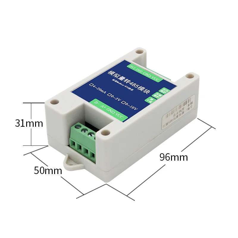 

Analog Acquisition Module 20mA 5V 10V to RS485 Transmitter Modbus Wide Voltage High Precision AD