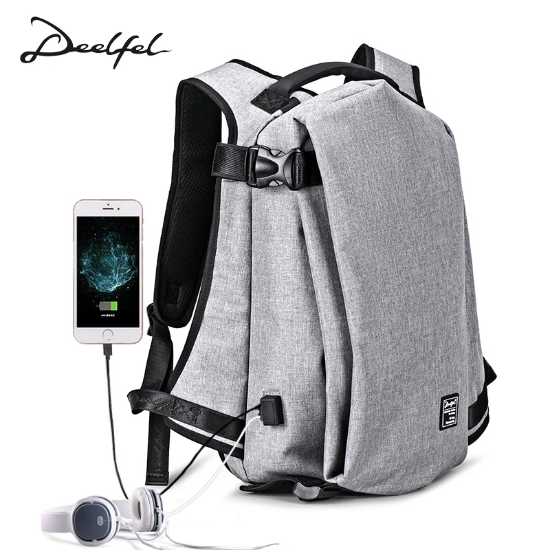 

DEELFEL 15.6 inch Laptop Backpacks USB Charging Anti Theft Backpack Men Travel Backpack Water Repellent School Bags Male Mochila