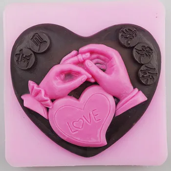 

Q-491 Free shipping Wedding series Wearing a wedding ring Handmade soap mold Cake decoration mold cake tool