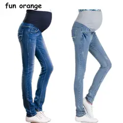 Весело оранжевый джинсы для беременных регулируемый пояс узкие штаны для беременных Для женщин леггинсы штаны на весну-осень Беременность