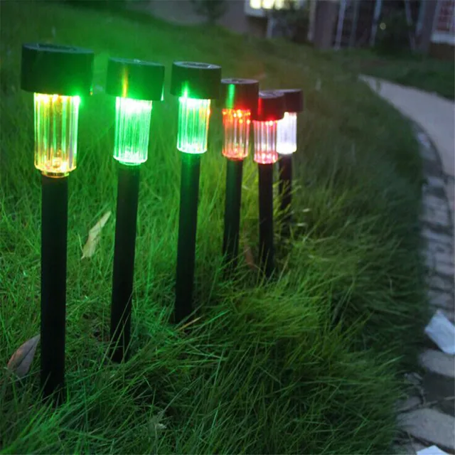 Solar LED Power Outdoor PathWay Fence Light Spot Lamp Yard Garden Lawn Landscape White/Seven Colorful Light Energy-efficient ABS