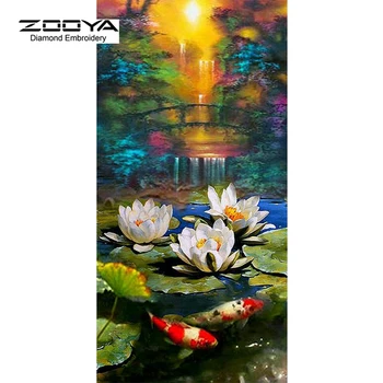 

ZOOYA Diamond Embroidery 5D DIY Diamond Painting Lotus Goldfish Scenic Diamond Painting Cross Stitch Rhinestone Decoration CJ398