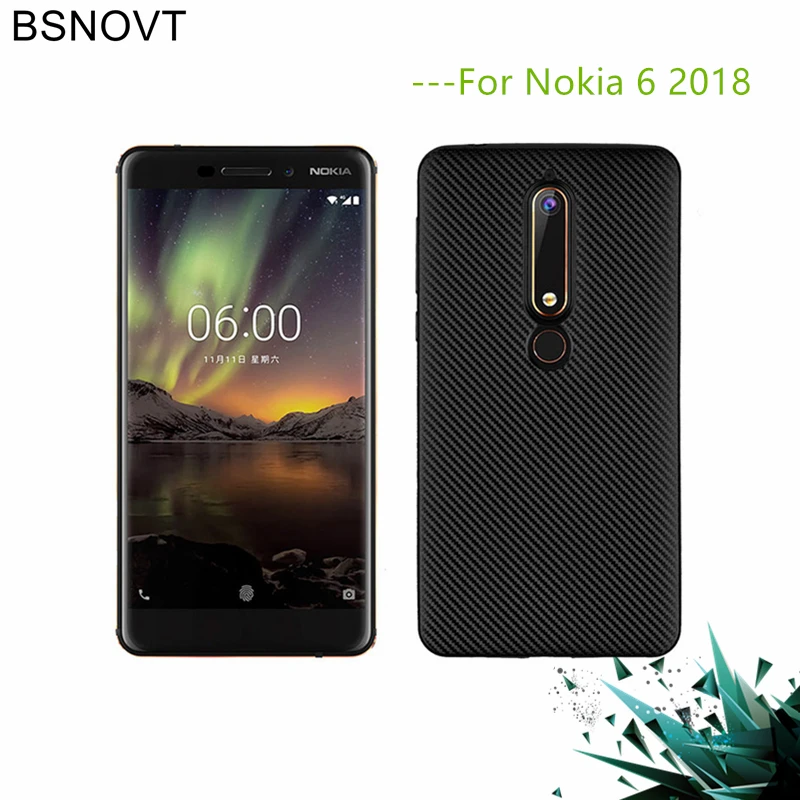 cheap BSNOVT For Nokia 6 2018 Case Nokia 6 2018 Cover Full Protection Carbon Fiber Soft TPU Case For Nokia 6 2018 Phone Fundas 5.5\