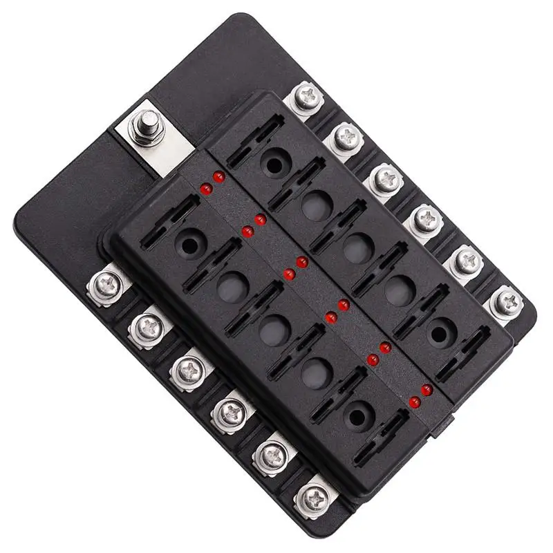 12 Ways Fuse Box with LED Indicator Light Car Screw Binding Post Model Fuses for Auto Car Vehicle Truck car-styling