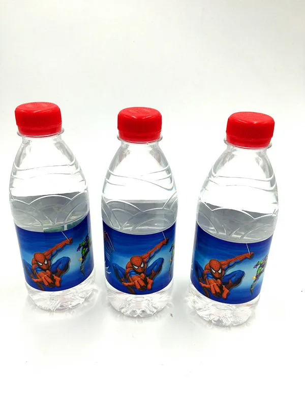 6PCS/LOT SPIDER-MAN WATER BOTTLE LABEL KIDS BIRTHDAY PARTY DECORATION SPIDER BOTTLE LABEL SPIDERMAN STICKER