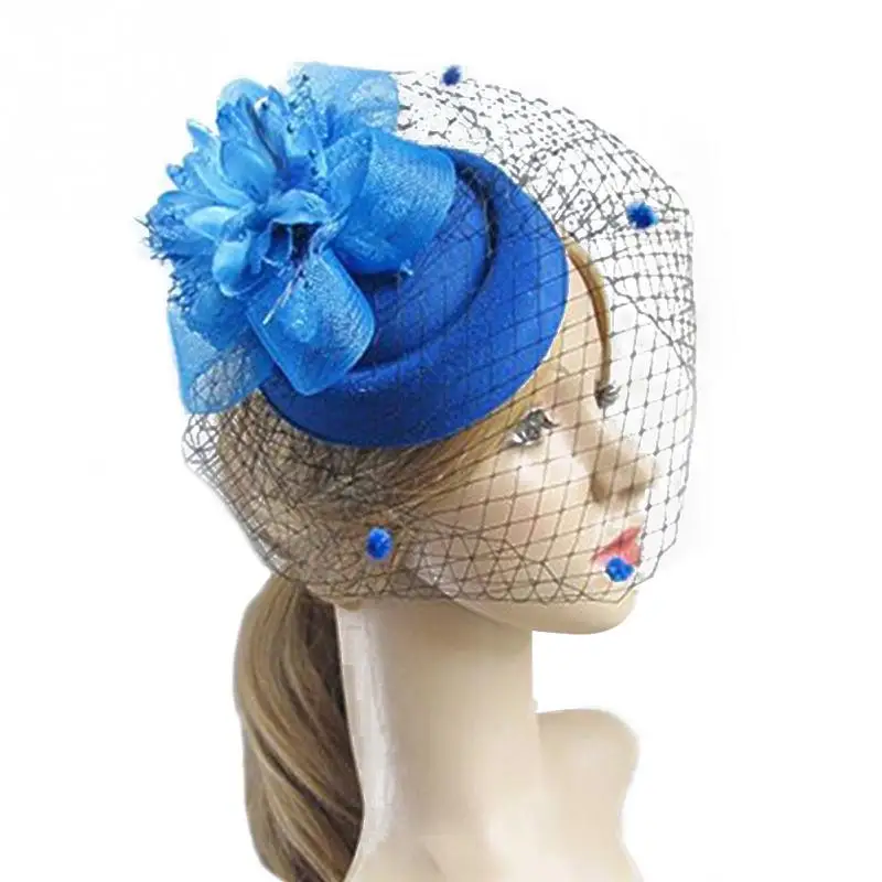 Fascinating Hair Clip Hat Bowler Feather Flower Veil Wedding Party Hat