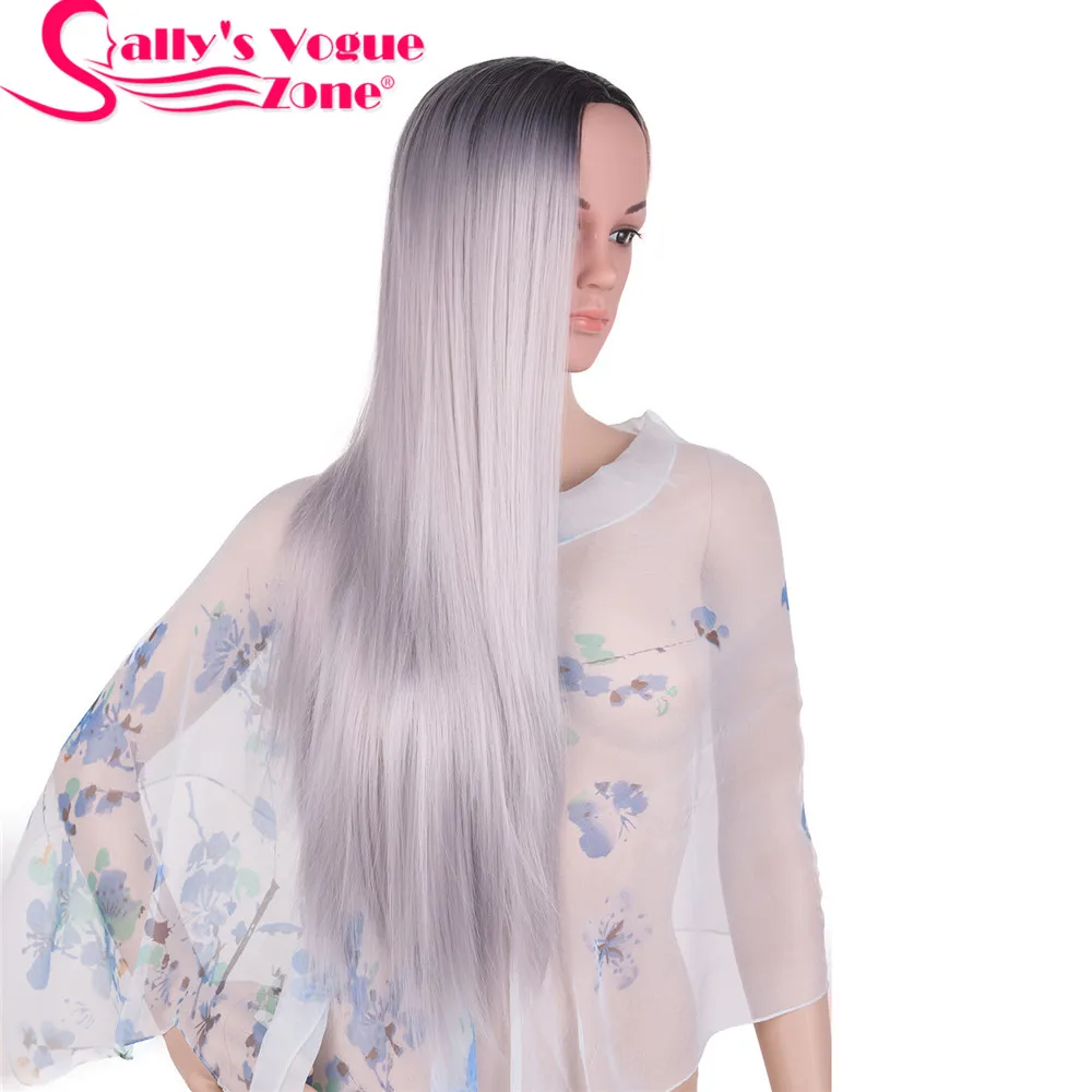 Sallyhair Ombre Synthetic Wigs High Temperature Fiber American African Straight Wavy Body Wave For Black Women 15 (6)