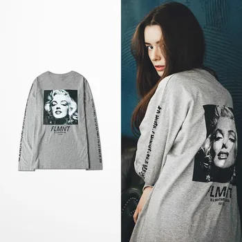

Uzzang Original Pring Autumn T Shirt Long Sleeve Men Quality Marilyn Monroe Flmnt Print Funny T Shirts Dark Souls Street Tee