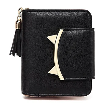 

Hot Women Cute Cat Mini Wallet Design Coin Purse leather Wrist Strap