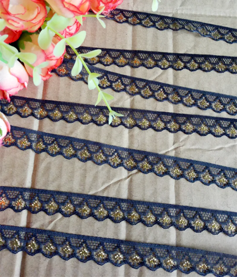 

10 yards width 15mm black Embroidered Lace Trim ribbon fabric Garment headband wedding party decoration DIY Accessorie #15645