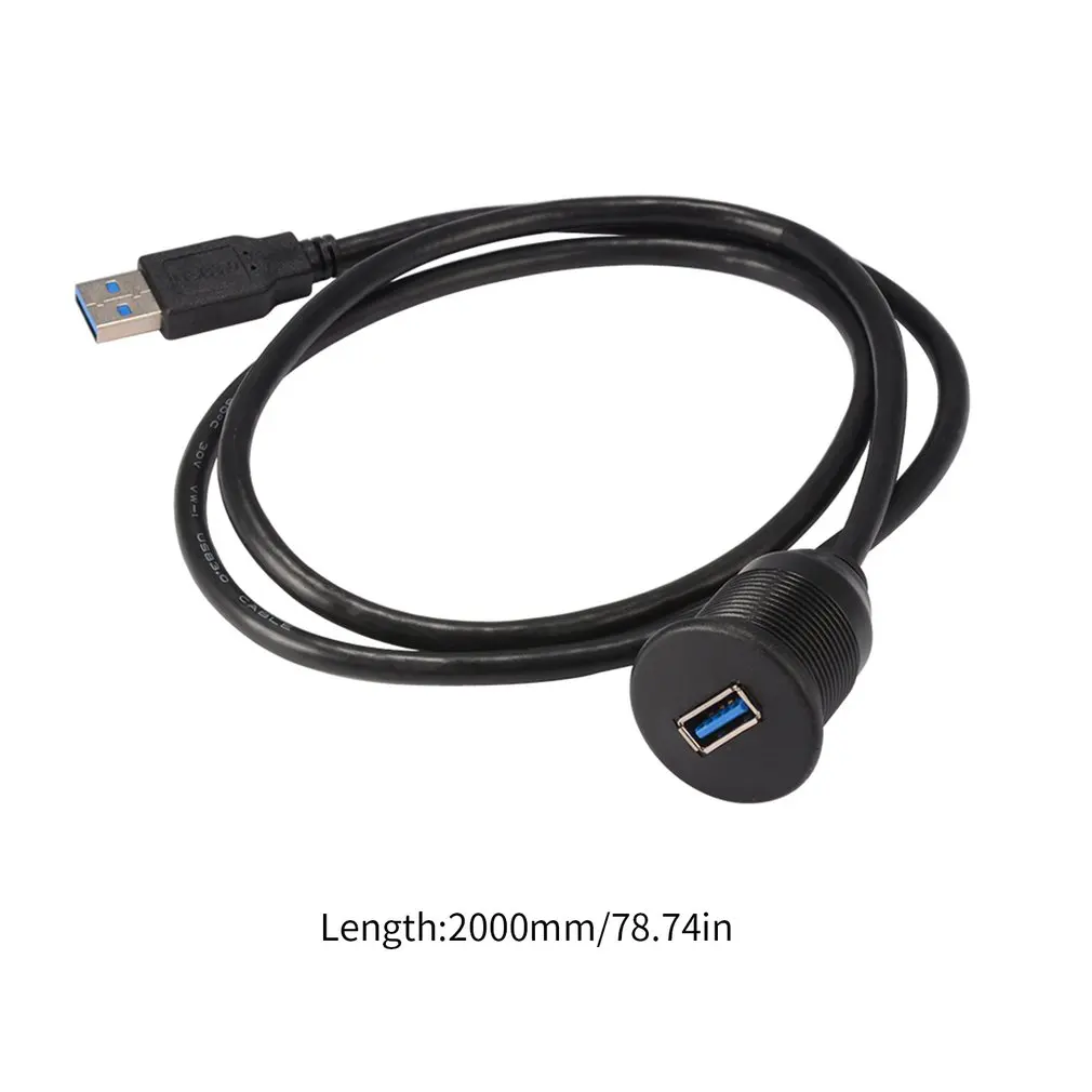 1 метр USB 3,0 тире флеш-кабель удлинитель штекер-Женский панель приборной панели для машины, лодки, мотоцикла CY801 - Цвет: Black