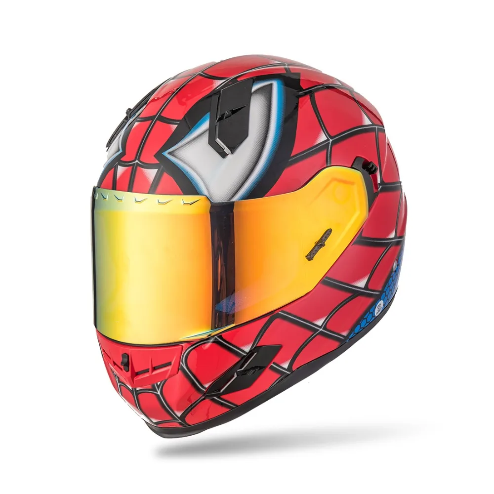 Full Face Spiderman Motorcycle Helmet By NENKI Street Bike with Iridium