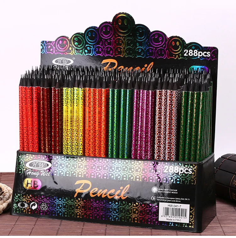 

288 display box flame smiley face painting professional-grade black wood HB pencil sketch drawing pencil sets