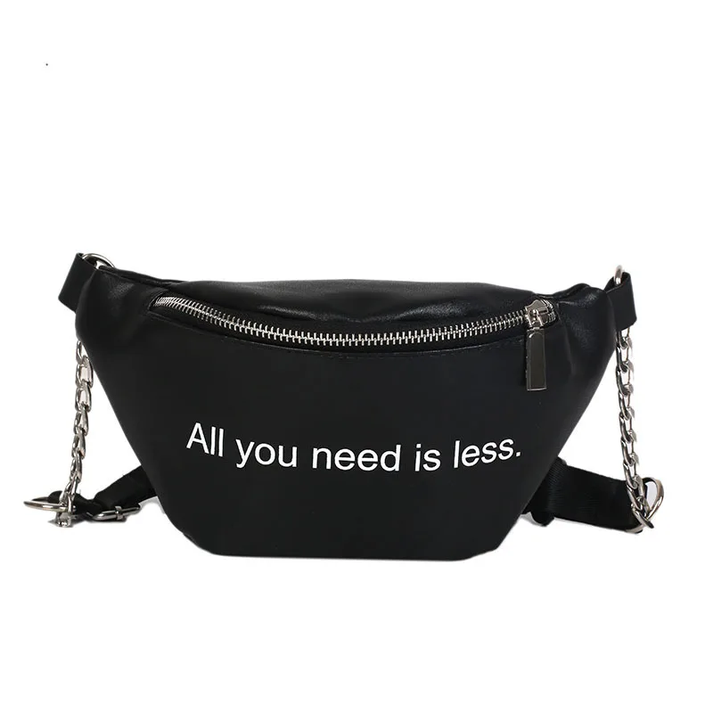 Fashion Chain Black Buckle PU Leather Fanny Pack Waist Bag Bananka Waterproof Antitheft Women ...