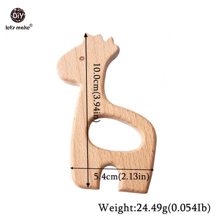 Let's Make 1PC Baby Teether Animal Wood Rings Elephant Camera Heart BPA Free Wooden Teether Nursing Accessorie Teething Toys giraffe