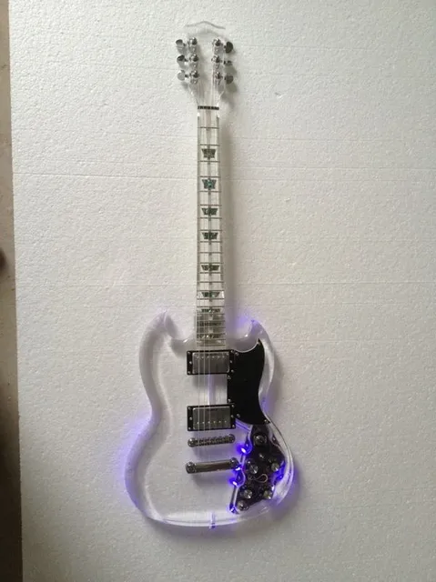 Cheap Free shipping SG  full acrylic body  and neck with led light