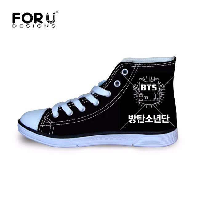 FORUDESIGNS Kpop BTS Shoes High top Canvas Flat Sneakers Shoes For