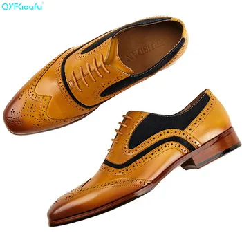 

QYFCIOUFU Men's Formal Oxford Shoes Genuine Leather Fashion Office Wedding Business Male Dress Shoes luxury italian brogue shoes