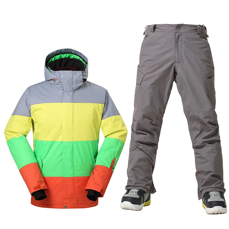 

GSOU SNOW Men's Ski Suit Winter Ski Jacket Pants Waterproof Snowboard Sets Outdoor windproof breathable Snow Suit