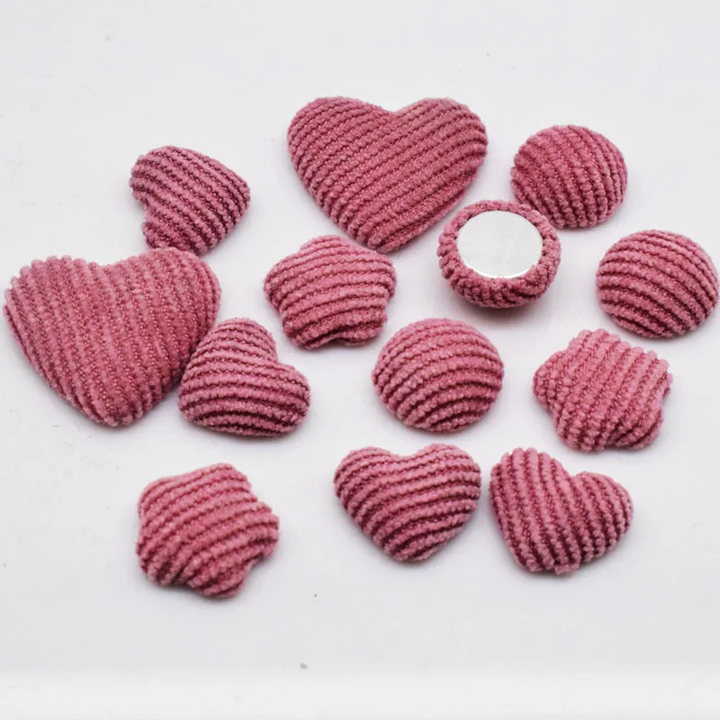 

50pcs Pink Style Corduroy Fabric Covered Flat back Cabochon Decoration Chunky Buttons DIY Handmade Scrapbooking Crafts