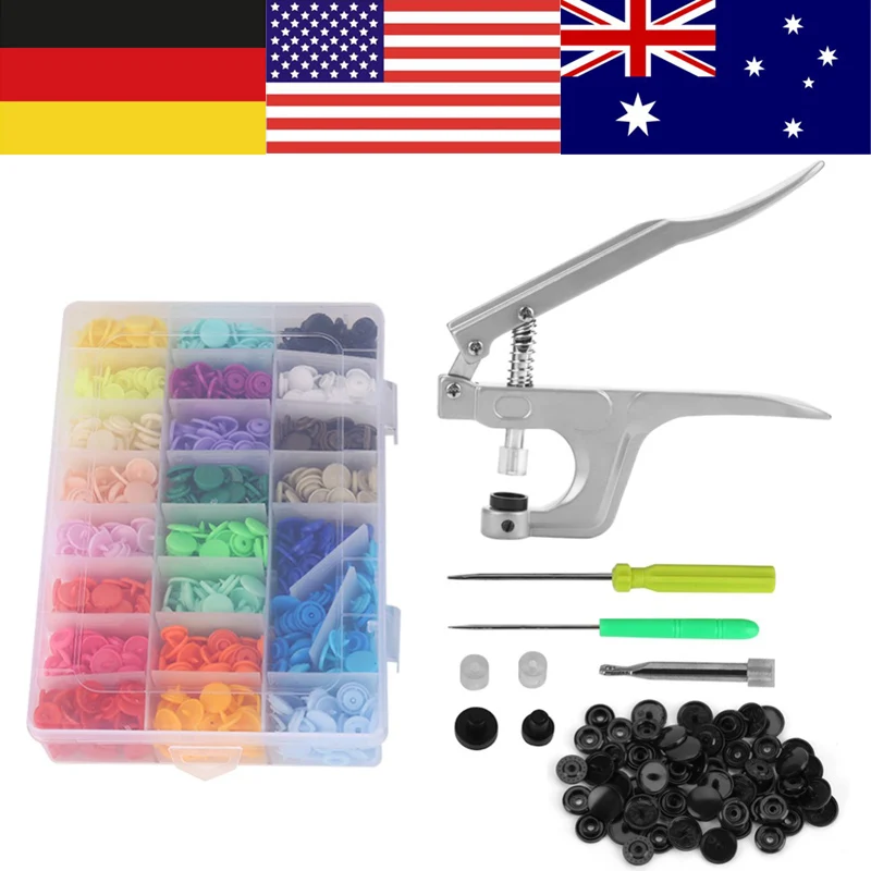 

U Shape Fastener Snap Pliers Button T5 Plastic Resin Snap Button Press Stud 375Pcs Snap Buttons Press Machine Sewing Tool