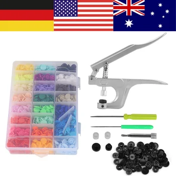 

U Shape Fastener Snap Pliers Button T5 Plastic Resin Snap Button Press Stud 375Pcs Snap Buttons Press Machine Sewing Tool