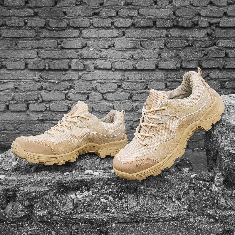 

Outdoor Men Hiking Shoes Tooling Breathable Tactical Combat Army Boots Desert Training Sneakers Anti-Slip Trekking Shoes