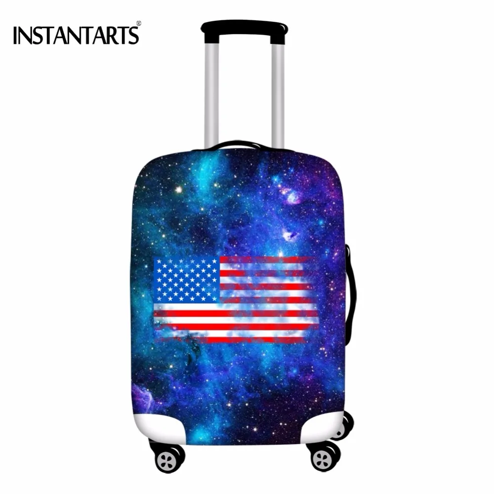 INSTANTARTS Galaxy America Flag Print Чемодан Сгущает эластичный охватывает дорожного чемодана Защитная крышка относятся к 18-30 дюймов случае