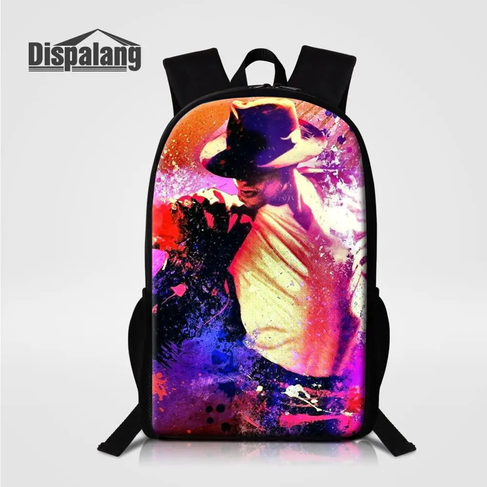 Dispalang Прохладный Super Star Майкл Джексон печатает детей школьные рюкзаки 16 дюйма основной студент Bookbag Для женщин школьные сумки - Цвет: Фиолетовый