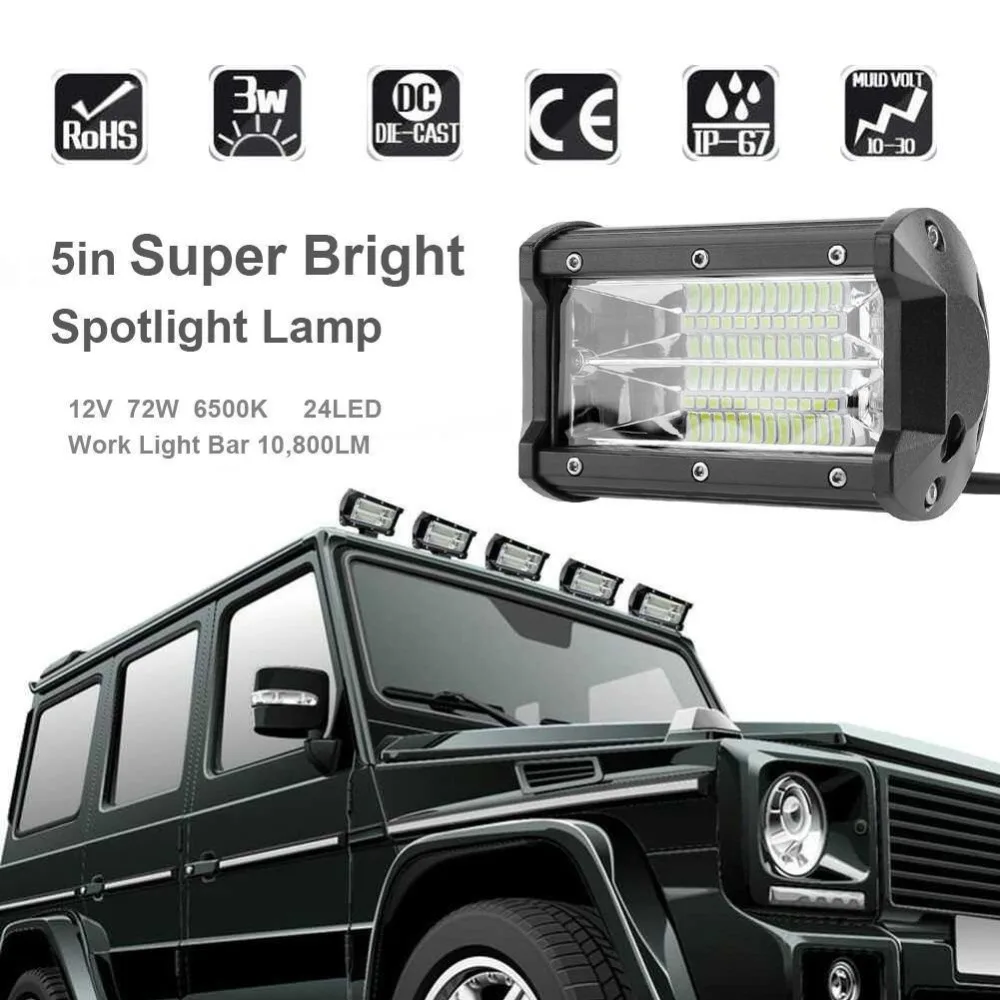 

DIC 2pcs 5inch 72W 6000k LED Work Light 30V Spot Led Work Lamp Driving Lights Off road 4x4 Truck Boat SUV led lights for auto