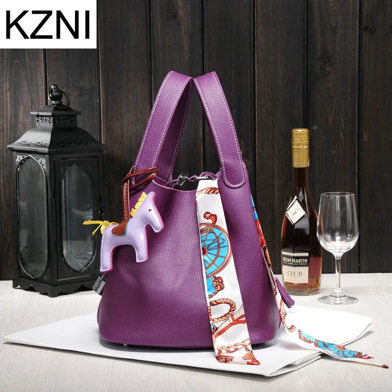 KZNI woman bag handbags women famous brands good quality genuine leather bag women messenger