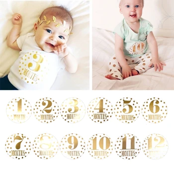 

Newest Baby Pregnant Women Monthly Photograph Sticker Fun Month 1-12 Milestone Stickers MAY29-A