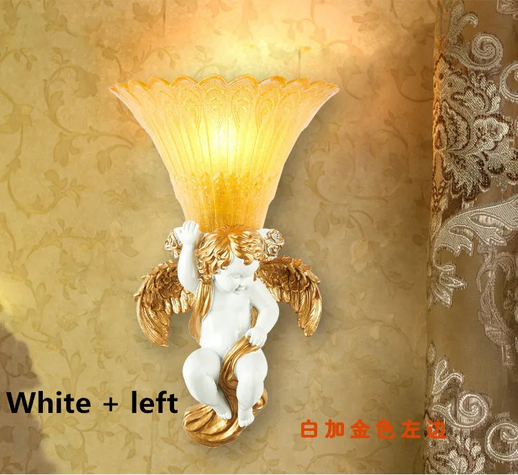 Европейский ангел настенная Светодиодная лампа лампы для столовой гостиной бра из смолы E27 led свет led блеск настенные светильники