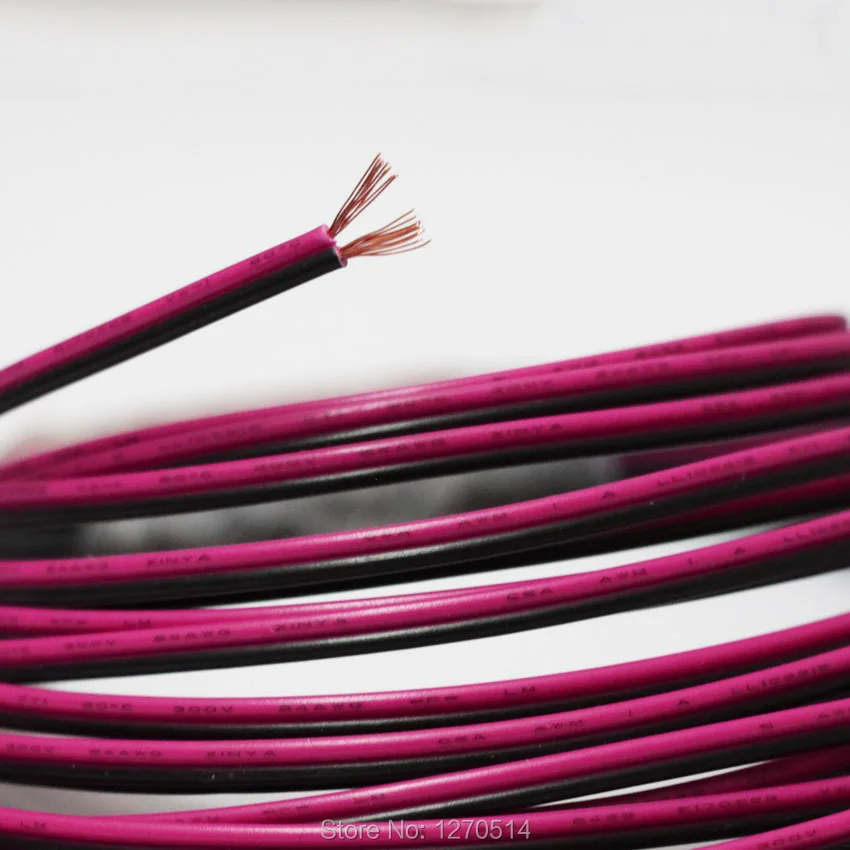 Pure copper 24AWG 2 pin Red Black cable , PVC insulated wire , 24 awg