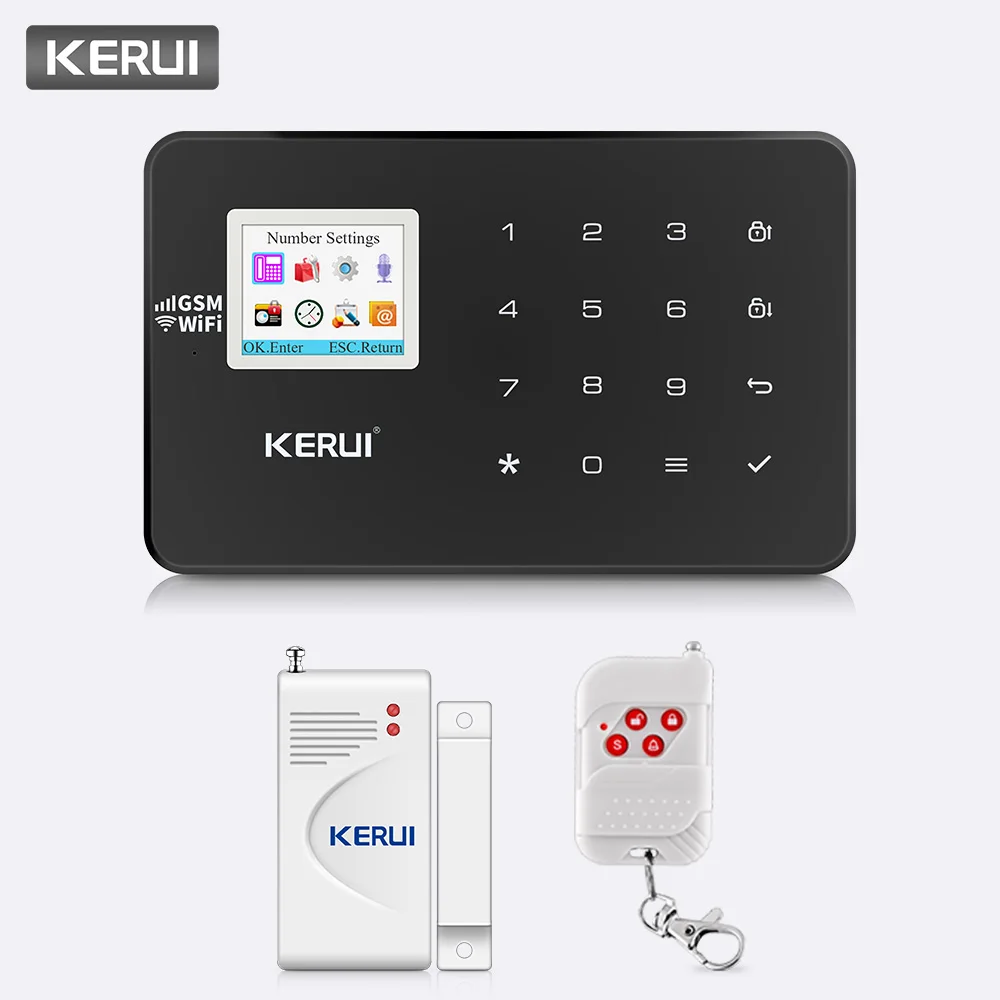 

KERUI W18 Home Security WIFI GSM Burglar Alarm System APP Control Arm PIR CO Gas Door Sensor 720P WiFi IP Camera Alarm System