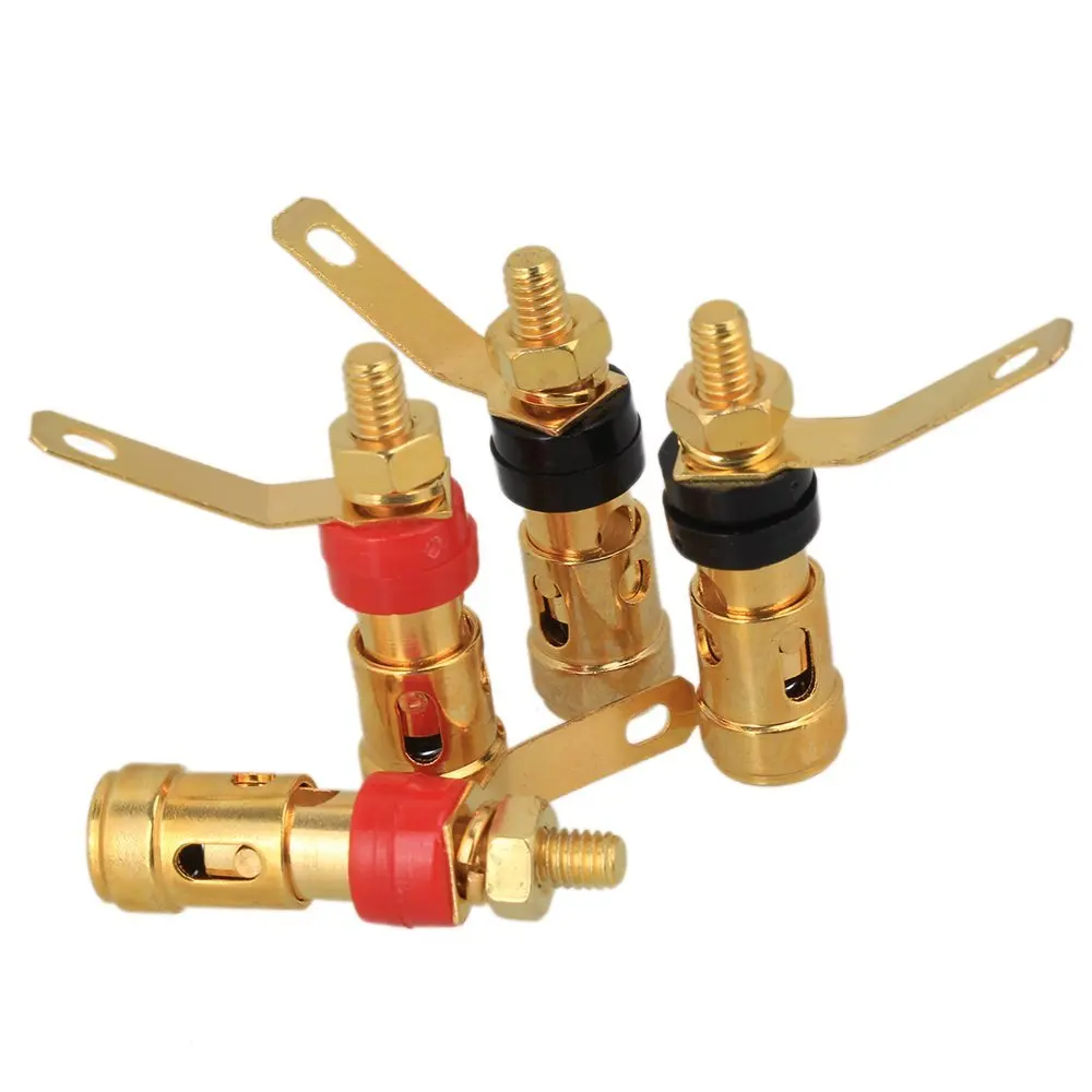

4pcs 33mm Length Plated 4mm Banana Audio Plug Jack Socket Connector Amplifier Terminal Spring Loaded Press Type Binding Post