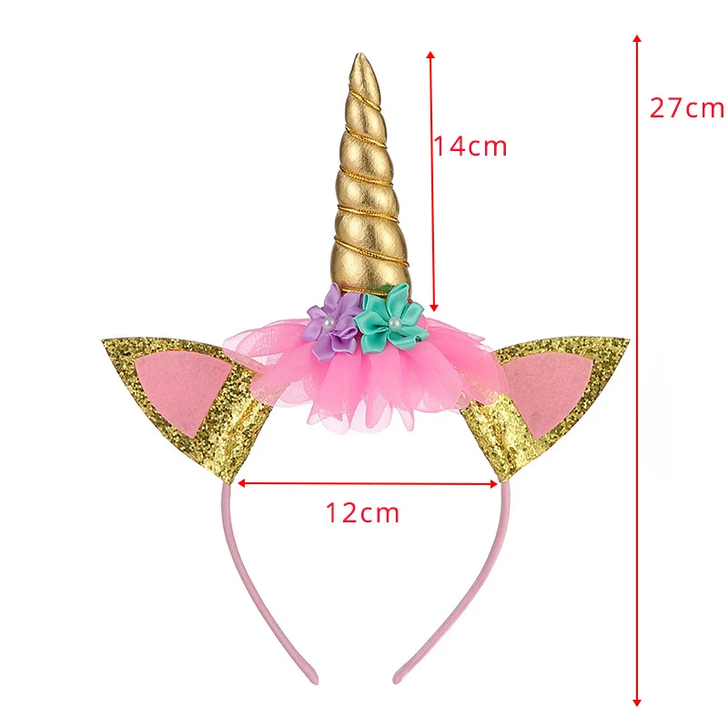 Вечерние одноразовые наборы посуды с розовым поясом и повязкой на голову в виде единорога для украшения дня рождения - Цвет: unicorn headband 1