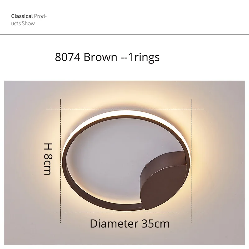 Потолочные светильники для спальни, гостиной, современный светодиодный светильник, плафон avize, современные светодиодные потолочные лампы с пультом дистанционного управления - Цвет корпуса: coffee color 1 ring
