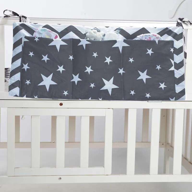 Baby Bed Hanging Storage Bag Cotton Newborn Crib Organizer Toy Diaper Pocket for Crib Bedding Set A