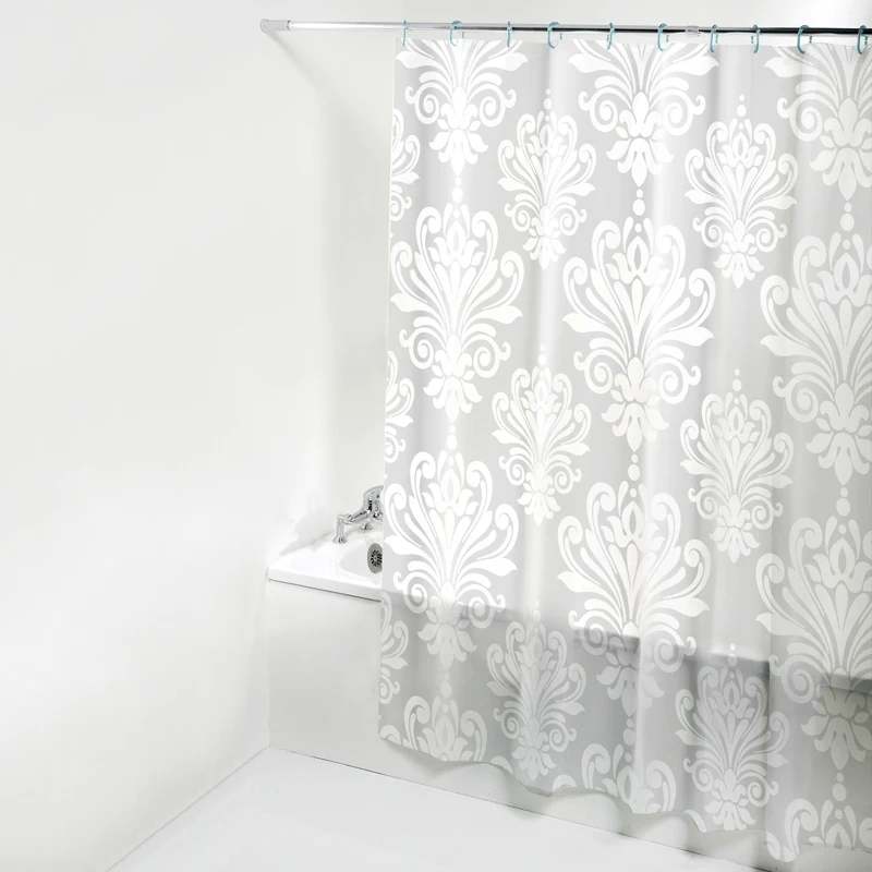 Europe White PEVA Bath Curtains Flower Eco friendly Waterproof Shower