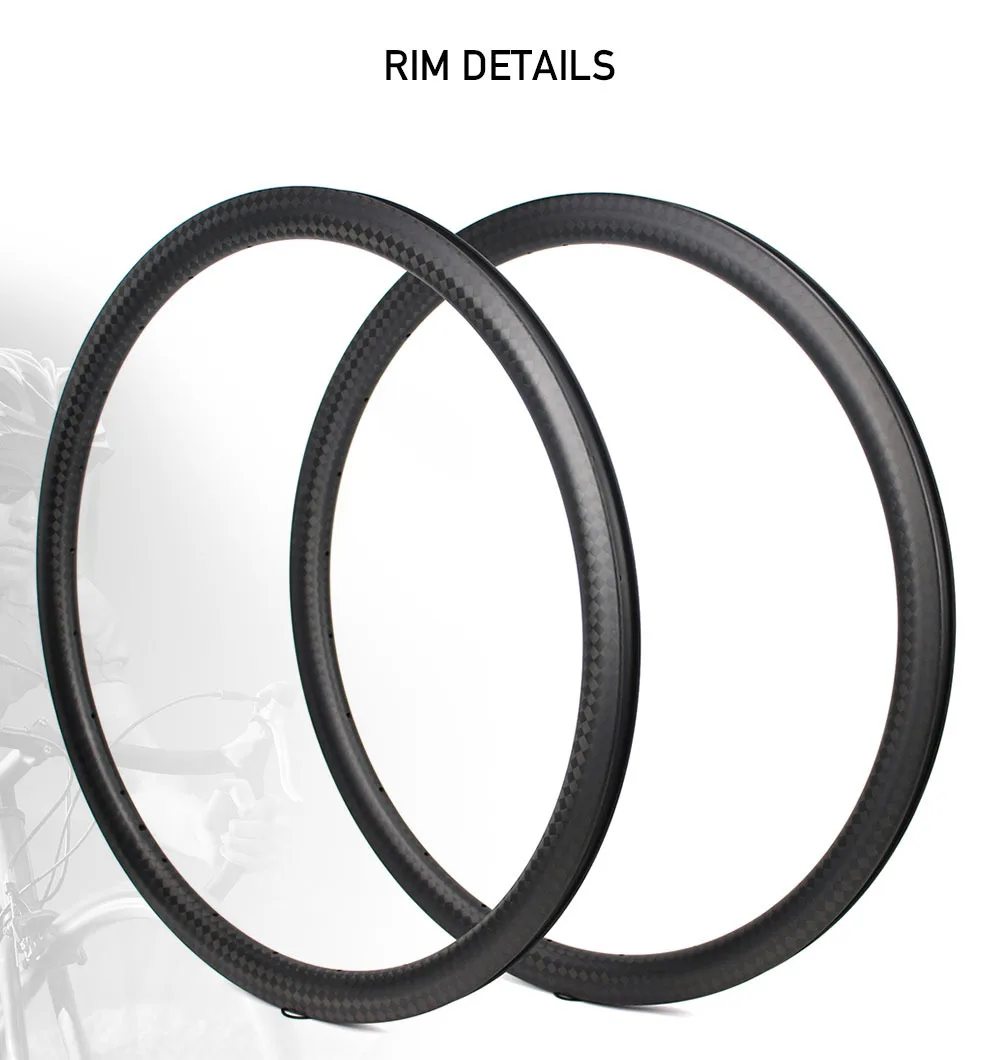 Discount Disc Brake 700c Carbon Fiber Road Rim 12k Matte Tubular Clincher Tubeless  25mm Or 27mm Width Customized 30/47/50/60/88mm 3