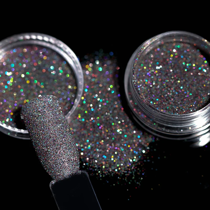 

1g Holographic Colorful Laser Black Glitter Powder Shining Sugar Glitter Dust Pigment Manicure Nail Art Tips Decoration 8005